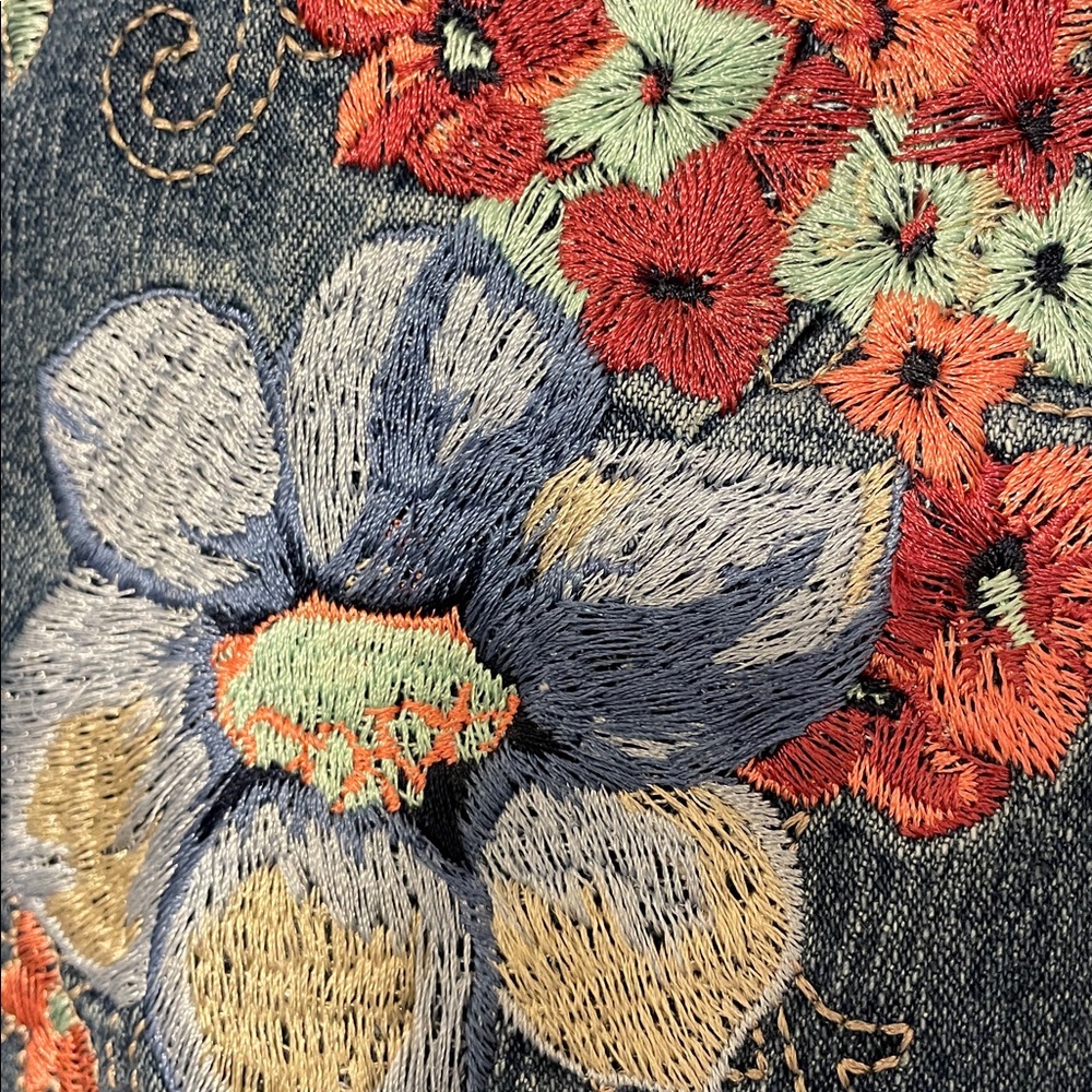 Denim & Co. Embroidered Denim Jacket - Size Large - Picture 6 of 8